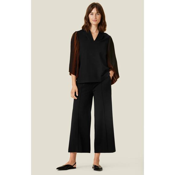 NEW Masai Trouser Pant Patricia Culotte Casual Loose Crepe Black Large Lagenlook - Picture 2 of 13